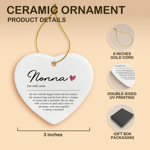 Miniatura 2 de Regalos para Nonna Adornos de Cerámica, Adorno Colgante de Corazón con Definición de Nonna para Decoración de Árbol de Navidad o Coche, Regalos