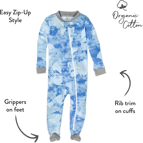 Miniatura 4 de HonestBaby Paquete de 2 pijamas de algodón orgánico con pies ajustados para bebé