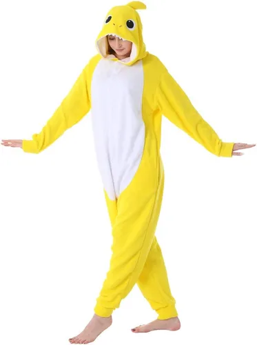 dressfan - Pijama disfraz de caricatura tiburón gris, unisex, para adultos, niños, adolescentes, mujeres y hombres