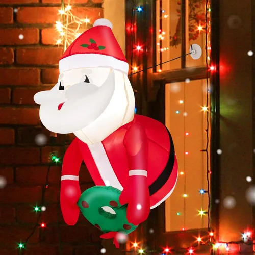 Miniatura 10 de GOFLAME Dinosaurio inflable de Navidad de 6 pies con regalo, decoración de Navidad inflable con luces LED, soplador impermeable, decoración inflable