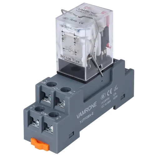 Miniatura 26 de Relé de potencia electromagnética, bobina de relé de CA de 8 pines de 10 amperios 110 V/120 V con base de enchufe, indicador LED, DPDT 2NO 2NC - 9