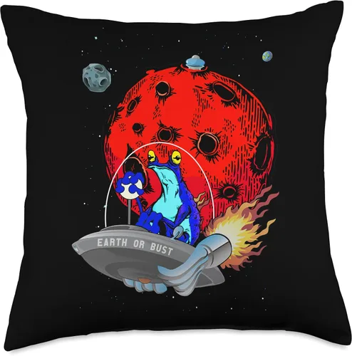 Miniatura 4 de Funny Frog Character Sci-Fi Fifties Nostalgia Earth or Bust Invasive Species Retro Funny Space Alien Frog - Almohada de 16 x 16 pulgadas, multicolor