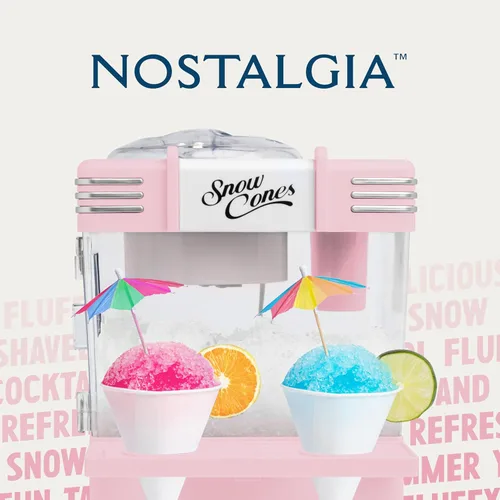 Miniatura 7 de Nostalgia Máquina Retro para Hacer Conos de Nieve – Máquina de Hielo Raspado de Mostrador de 5 Cuartos – Cuchillas de Acero Inoxidable – Incluye 2