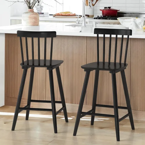 LUE BONA Windsor - Juego de 2 taburetes de bar de madera para isla de cocina, estilo casa de campo de 24 pulgadas de altura de mostrador, sillas con