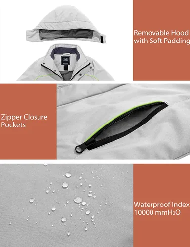 Miniatura 5 de ZSHOW Chaqueta de esquí impermeable para niño, abrigo de nieve con capucha, Nieve