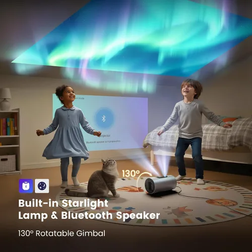 Miniatura 7 de Smart Portable Projector with WiFi and Bluetooth, USB-C Powered, Mini Projector Built-in Apps & Android 14 OS, 1080P FHD HDR10, TOF Real-Time Auto