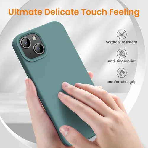 Miniatura 3 de Funda para iPhone 14, iPhone 13, funda protectora de silicona líquida a prueba de golpes, con forro de microfibra suave antiarañazos, ultra delgada