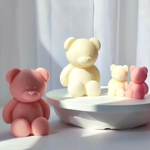 Miniatura 5 de Paquete de 2 moldes para velas de osos sentados, lindos moldes de silicona de oso para resina de cera, velas de animales, moldes de jabón hechos a