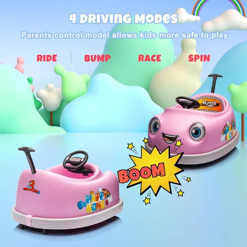 Miniatura 4 de Coche eléctrico de 12 V con batería dual para niños, con control remoto, giro de 360 grados, función de balancín de varilla, 3 velocidades, coche