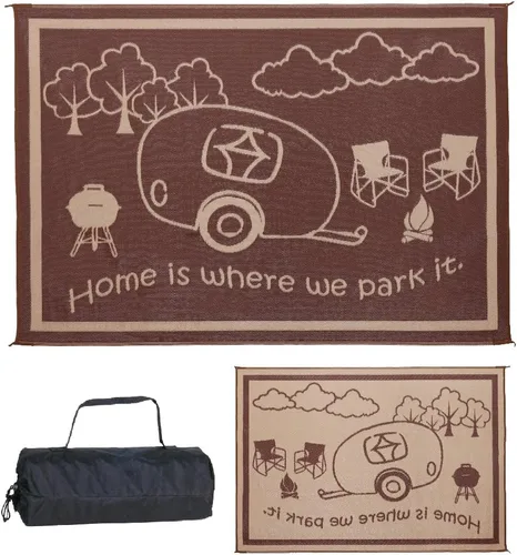 Miniatura 7 de Stylish Camping Ming's Mark RH8111 - Tapete reversible para casa rodante, 8 x 11 pies, negro/blanco