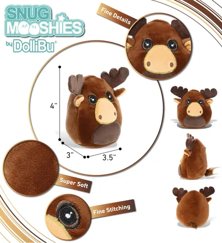 Miniatura 3 de DolliBu Snug Mooshies - Animal de peluche de alce – Wild Life súper blando y suave juguete de peluche sensorial para niñas y niños, lindo animal