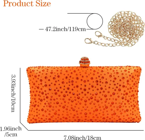 Miniatura 20 de Simcat Bolso de mano de noche con diamantes de imitación para mujer, bolso de fiesta de graduación, boda, novia, fiesta, bolsa de mano con cadena