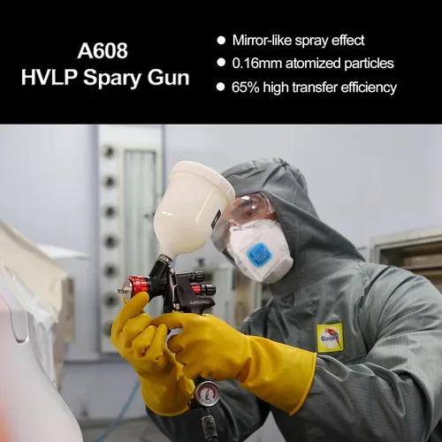 Miniatura 2 de AEROPRO Tools A608 HVLP - Kit de pistola pulverizadora de aire, boquilla de 1.3mm, regulador, 5 coladores de pintura, taza de 600cc, pistola