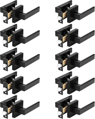 Miniatura 18 de Probrico - Juego de 5 manijas de puerta de paso resistentes para armarios y pasillos, juego de manijas de puerta sin llave de diseño cuadrado Oil