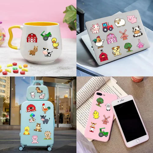 Miniatura 7 de 96 tatuajes temporales de animales de granja brillantes Pegatinas luminosas de tractor de granja para niños, recuerdos y decoraciones de fiesta