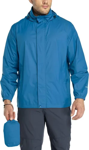 33,000ft - Chaqueta de lluvia impermeable y plegable para hombre, ligera, con capucha, cortavientos ideal para golf o ciclismo