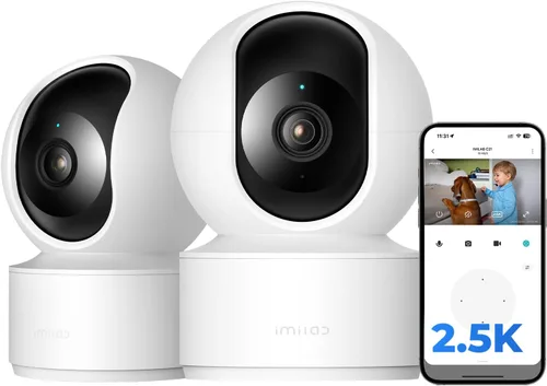 IMILAB C21 Paquete de 2 Cámaras de Seguridad de 2.5K para Interiores, Cámara de Habitación con Vista de 360°, Cámara para Mascotas con Aplicación
