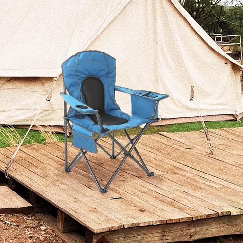 Miniatura 2 de Arrowhead Outdoor Silla cuádruple plegable portátil para acampar con enfriador de 4 latas, portavasos, bolsa de transporte resistente con correa
