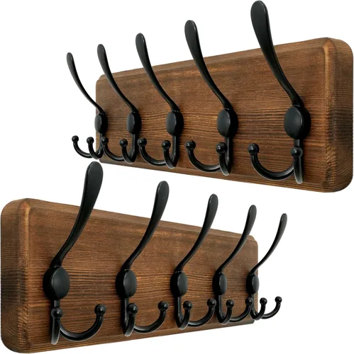 Miniatura 16 de WEBI Perchero de pared, ganchos para abrigos de pared rústicos, 16" de orificio a orificio, gancho grande para colgar en la pared, perchero