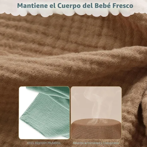 Miniatura 5 de Mantas de muselina para envolver recién nacidos, paquete de 2 mantas de recepción suaves y transpirables, grandes de 41 x 41 pulgadas, envolturas