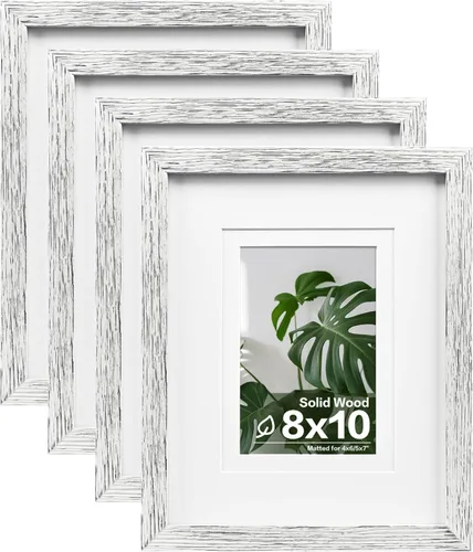 Miniatura 93 de Egofine - Juego de 4 portarretratos 8 x 10 pulgadas de madera maciza y cubierta de plexiglás de 4 x 6/5 x 7 pulgadas con paspartú u 8 x 10 pulgadas