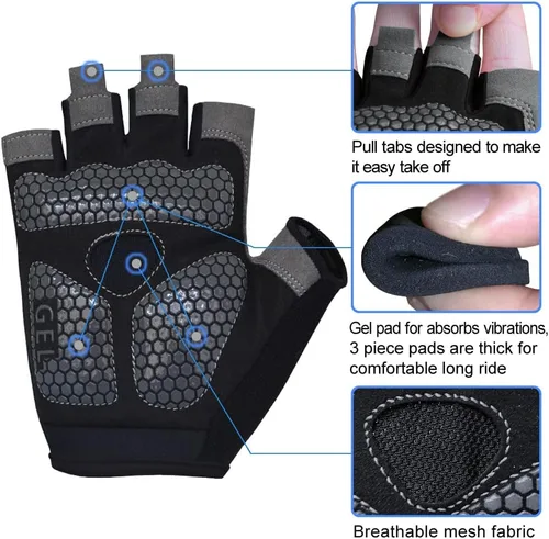 Miniatura 2 de HuwaiH Guantes de ciclismo para hombres y mujeres, guantes de ciclismo con almohadilla antideslizante que absorbe los golpes, guantes de ciclismo
