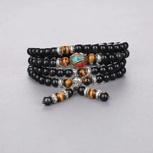 Miniatura 3 de COAI Pulsera de piedra obsidiana negra Collar Mala Beads 108, Piedra, Obsidiana