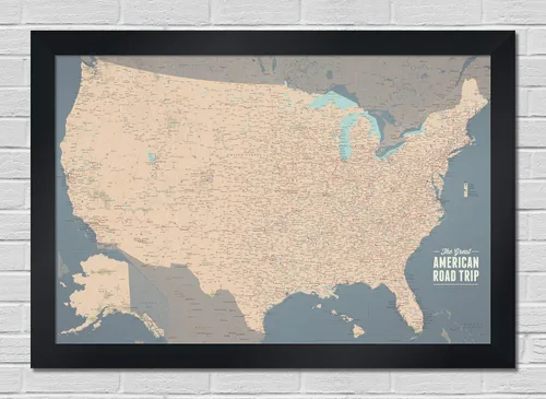Miniatura 6 de Best Maps Ever Póster de trazado de carreteras y viajes de Estados Unidos, 24 x 36 pulgadas, verde y aguamarina
