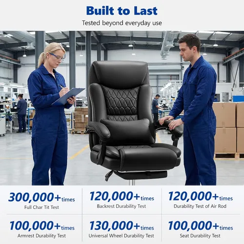 Miniatura 9 de Silla de oficina ejecutiva reclinable de 400 libras con reposapiés, silla de oficina ergonómica grande y alta, sillas de escritorio para oficina