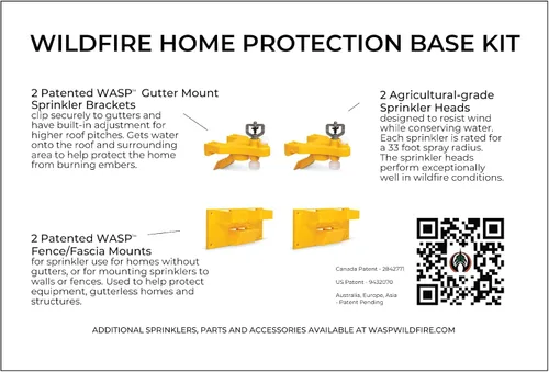 Miniatura 4 de WASP Kit de base de protección contra incendios forestales - 2 aspersores de techo con canalón, pared o montaje de valla - Empapa la azotea