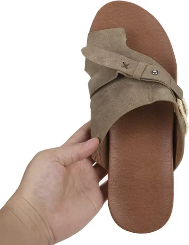 Miniatura 5 de Sandalias ortopédicas para mujer, pantuflas para caminar con soporte de arco, sandalias casuales antideslizantes A4# Caqui