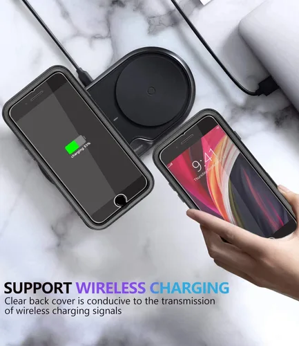 Miniatura 7 de Diverbox Funda diseñada para iPhone SE con protector de pantalla, resistente a los golpes, resistente a los golpes, para Apple iPhone se Phone Negro