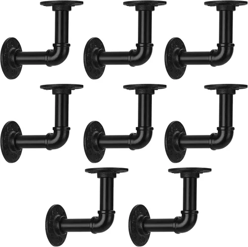 Miniatura 10 de Soporte de estante de tubo de 1/2 pulgada, soporte de estante flotante montado en la pared, soporte de metal colgante de pared punk de vapor