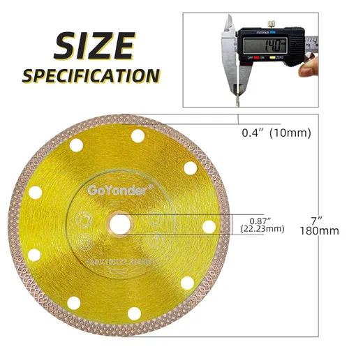 Miniatura 2 de GoYonder 7 hojas de sierra para azulejos húmedos para amoladora angular, hojas de sierra de diamante superfinas para corte húmedo y seco, hoja