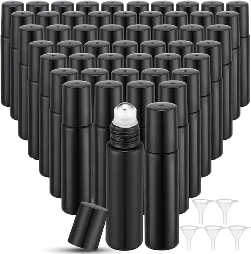 Miniatura 9 de Sumind 150 piezas de botellas de rodillo de aceite esencial de 10 ml de vidrio vacías con bolas de acero inoxidable a prueba de fugas con 5 embudos