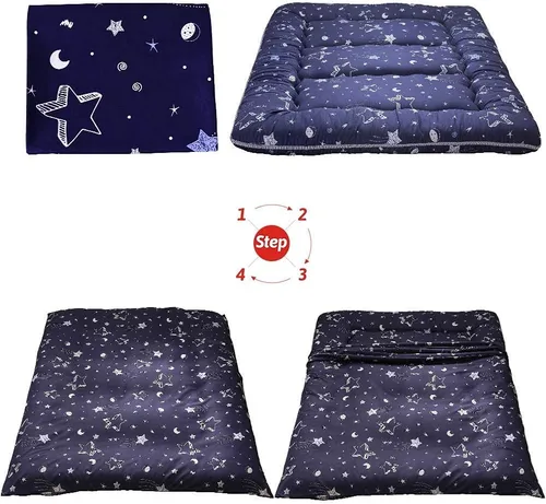 Miniatura 6 de MAXYOYO Colchón de futón de estrella azul marino, colchón de piso japonés tatami, cama plegable, portátil, colchón de camping, almohadilla