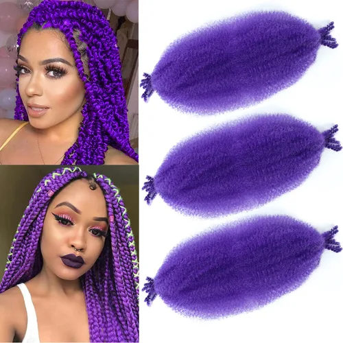 Miniatura 13 de Cabello afro trenzado elástico de 24 pulgadas 3 paquetes Cabello afro trenzado elástico Cabello afro para trenzado en crochet (24 pulgadas