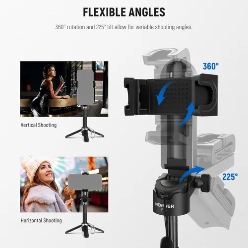 Miniatura 4 de NEEWER Palo selfie con obturador Bluetooth remoto desmontable, trípode de viaje plegable ligero para iPhone para vlogs de YouTube/TikTok