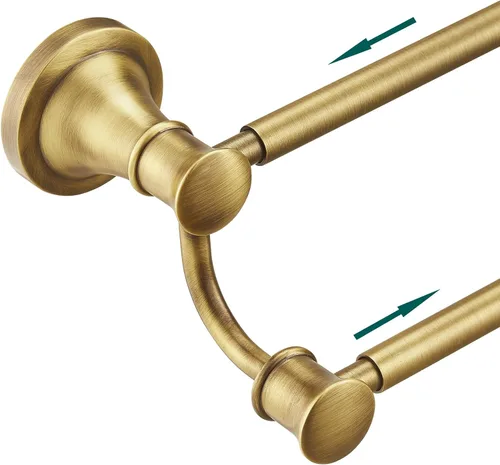 Hoimpro - Barra de toalla retráctil ajustable de 15-27 pulgadas de acero inoxidable para baño, accesorios de baño, barra de toalla doble para baño y