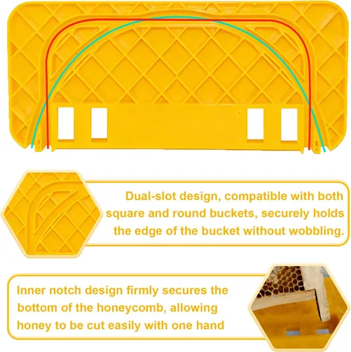 Miniatura 3 de HIMO Soporte para tanque de destapado de miel, herramienta raspadora de panal de apicultura, soporte de marco de panal amarillo, compatible