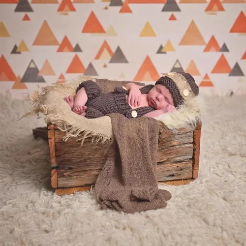 Miniatura 2 de Accesorios para sesión de fotos de bebé recién nacido, sombrero de punto de ganchillo, disfraz, sombrero de rayas, pantalones, mono, accesorios