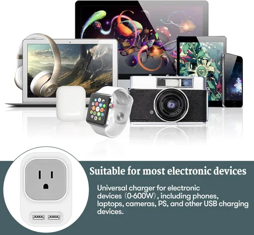 Miniatura 6 de Mapambo Convertidor de voltaje de 220 V a 110 V de EE. UU. a Europa con 2 puertos USB, 2 USB C, convertidor de adaptador de corriente internacional