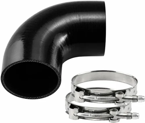 Miniatura 10 de Ucreative Codo de 90 grados ID: 2.0" (51mm) Manguera de silicona acopladora de 4 capas de alto rendimiento para vehículo con abrazadera de perno en T