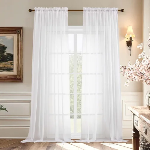 Miniatura 179 de Aiyufeng 2 paneles de cenefa transparente negra de 14 pulgadas de largo, cortinas cortas negras transparentes para dormitorio, cortinas de cocina