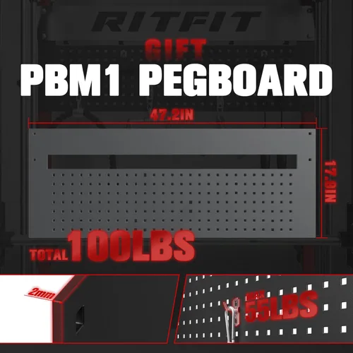 Miniatura 2 de RitFit Paquete de máquina M1 Pro Smith, jaula de potencia todo en uno con juego de pilas de pesas, incluye sistema LAT Pulldown y cable cruzado