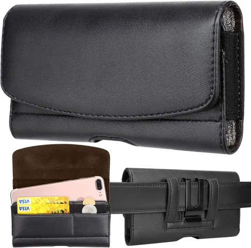 Funda horizontal universal para teléfono celular con trabillas para cinturón y ranuras para tarjetas para teléfono móvil - XL