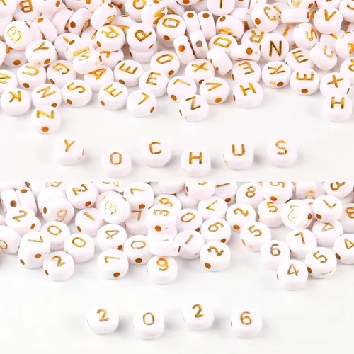 Miniatura 39 de 1000 cuentas redondas blancas de números acrílicos de 0.16 x 0.27 pulgadas, figura colorida de 0-9 pulgadas, cuentas para hacer joyas y pulseras