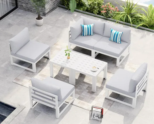 Miniatura 71 de NICESOUL - Juego de 10 muebles de patio extra grandes de aluminio moderno, sofá para exteriores con asiento de 29" de profundidad y ancho, 500 lbs