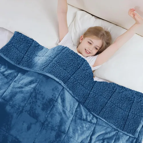 Miniatura 24 de Aemicion Manta con peso para niños de 7 libras, tamaño individual de 41 x 60 pulgadas, cómoda, suave y esponjosa Sherpa, manta pesada para niños