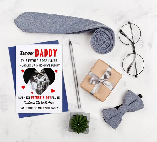 Miniatura 5 de WaaHome Tarjeta del primer día del padre para nuevo papá, de bebé, hija, hijo, divertida tarjeta de regalo para el primer día del padre para primera